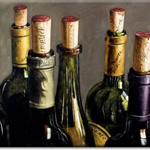 Modernes Leinwandbild- Weinflaschen-80 x 120 cm