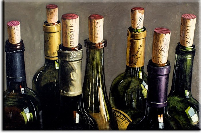 Modernes Leinwandbild- Weinflaschen-80 x 120 cm