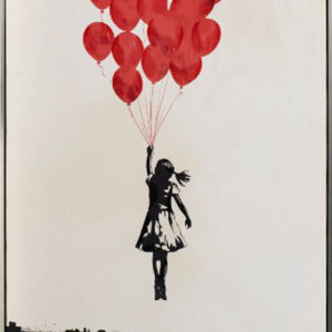 Modernes Leinwandbild - Flying Ballon Girl - handüberarbeitete Mischtechnik