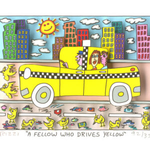 James Rizzi - A FELLOW WHO DRIVES YELLOW - Original 3D Bild drucksigniert