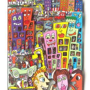 James Rizzi - LIVING IN A LAND OF OPPORTUNITY - Original 3D Bild drucksigniert  ...