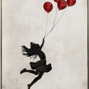 Modernes Leinwandbild - Jumping Ballon Girl - handüberarbeitete Mischtechnik
