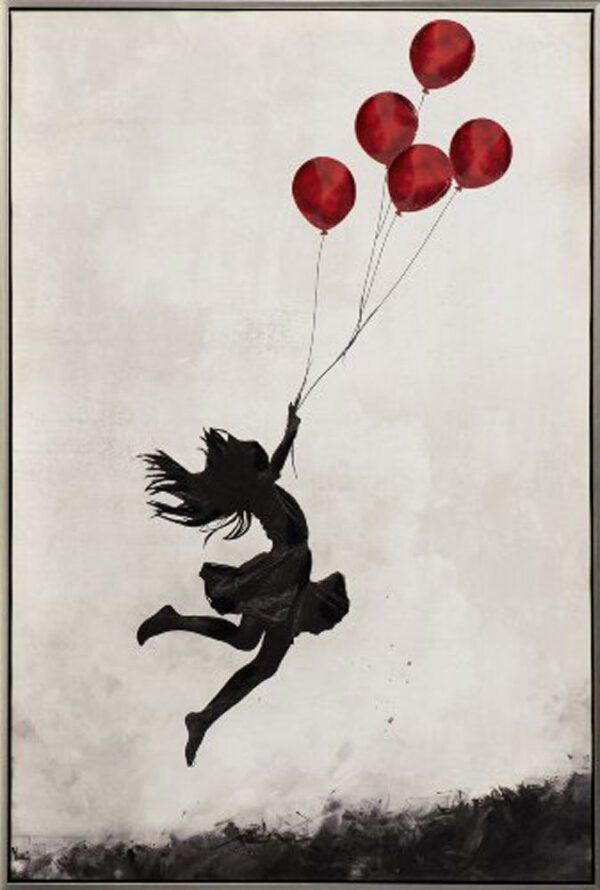 Modernes Leinwandbild - Jumping Ballon Girl - handüberarbeitete Mischtechnik