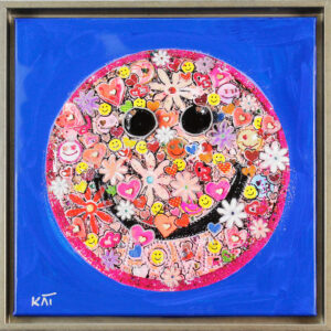 Kat Lassen - BE HAPPY SMILEY PINK ROYAL - Original Mischtechnik - handsigniertes...