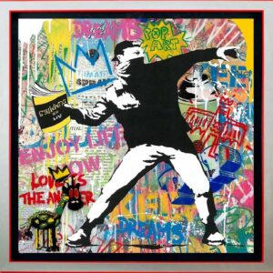 Mr. Brainwash Bilder - BANKSY THROWER - Unikat handsigniert