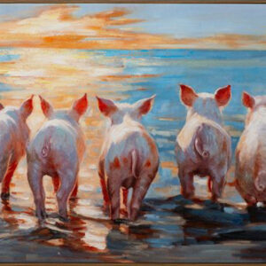 Modernes Leinwandbild - Pig's Paradise - handüberarbeitete Mischtechnik