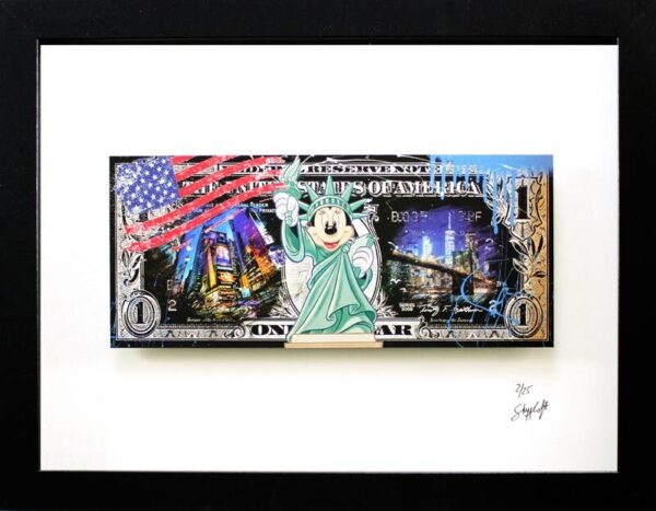 SKYYLOFT Bilder - MINNIE LIBERTY Dollar - Bild mit Museumsglas und Bilderrahmen