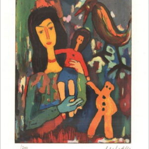 Armin Mueller-Stahl - Mädchen mit Puppe - Original Radierung - limitiert und han...