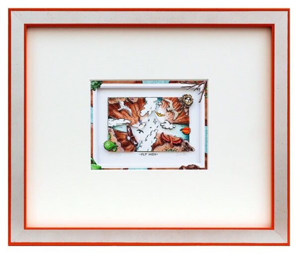 Branko - FLY HIGH - Original 3D Bild handsigniert-silber-orange