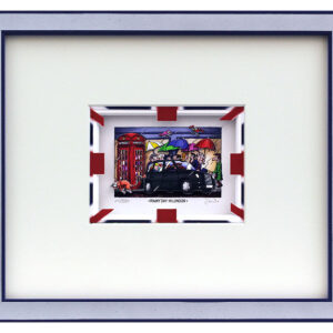 Branko - RAINY DAY IN LONDON - Original 3D Bild handsigniert-Silber-blau