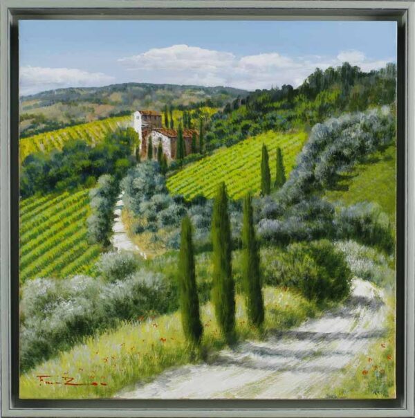 Raffaele Fiore - TOSKANA - LANDSCAPE - ORIGINALGEMÄLDE auf Leinwand inkl. RAHMEN...