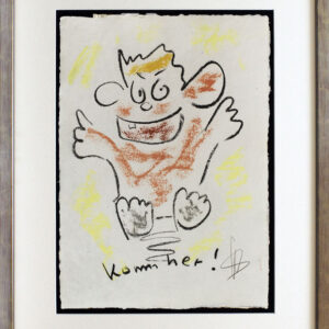 Helge Schneider - KOMM HER - original Kohlezeichnung auf Büttenpapier