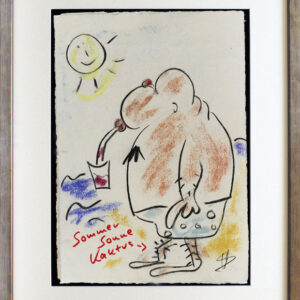 Helge Schneider - SOMMER SONNE KAKTUS original Kohlezeichnung auf Büttenpapier