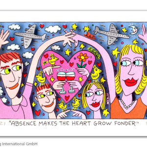 James Rizzi - ABSENCE makes the HEART GROW FONDER - Original 3D Bild drucksignie...