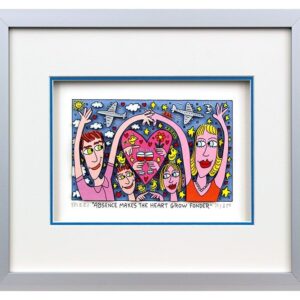 James Rizzi - ABSENCE makes the HEART GROW FONDER - Original 3D Bild drucksignie...