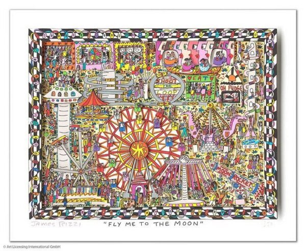 James Rizzi - Fly me to the moon - Original 3D Bild drucksigniert - ohne Rahmen ...