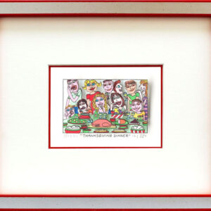 James Rizzi - Thanksgiving Dinner - Original 3D Bild drucksigniert-Silber-rot-No...
