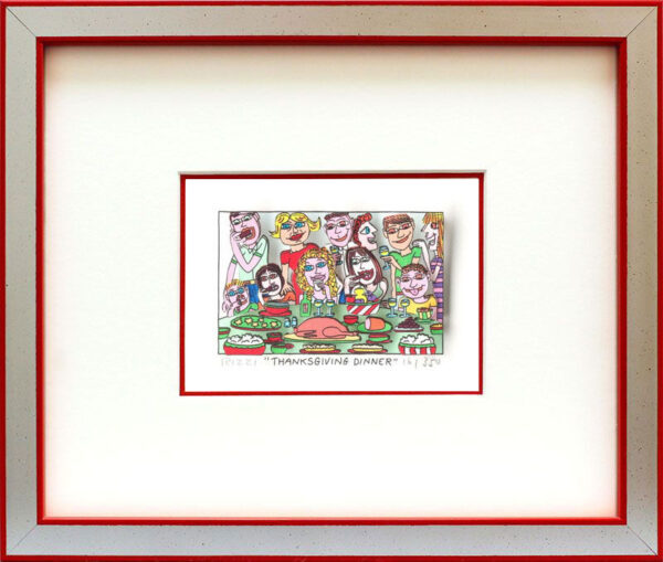 James Rizzi - Thanksgiving Dinner - Original 3D Bild drucksigniert-Silber-rot-No...