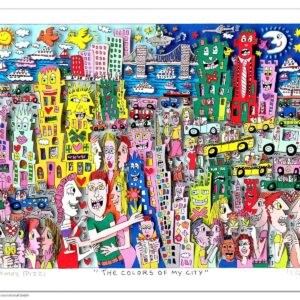 James Rizzi - THE COLOURS OF MY CITY - Original 3D Bild drucksigniert-alurahmen-...