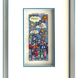 James Rizzi - WHEN IT RAINS. IT POURS - Original 3D Bild drucksigniert-Silber-he...