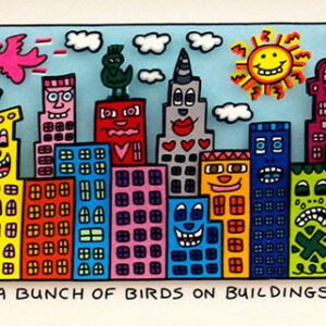 James Rizzi - A BUNCH OF BIRDS ON BUILDINGS  - Original 3D Bild drucksigniert