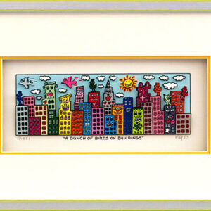 James Rizzi - A BUNCH OF BIRDS ON BUILDINGS  - Original 3D Bild drucksigniert