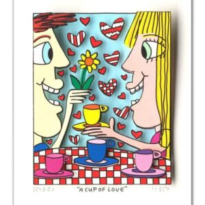 James Rizzi - A Cup of LOVE  - Original 3D Bild drucksigniert