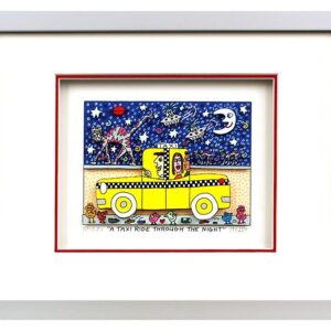 James Rizzi Bilder - A TAXI RIDE through the night  - Original 3D Bild drucksign...