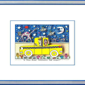 James Rizzi Bilder - A TAXI RIDE through the night  - Original 3D Bild drucksign...