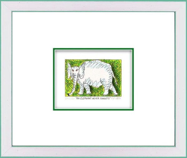 James Rizzi - AN ELEPHANT NEVER FORGETS  - Original 3D Bild drucksigniert-silber...