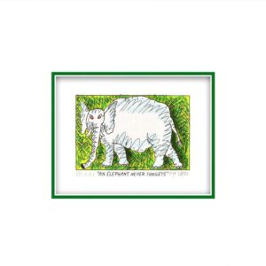 James Rizzi - AN ELEPHANT NEVER FORGETS  - Original 3D Bild drucksigniert - ohne...