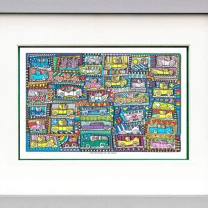 James Rizzi - THE ROMANCE OF THE ROAD - Original 3D Bild drucksigniert-alurahmen...
