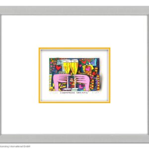 James Rizzi - CHAMPAGNE DREAMS - Original 3D Bild drucksigniert-alurahmen-Normal...