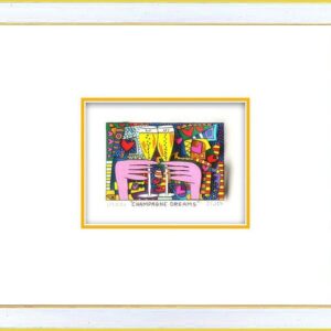 James Rizzi - CHAMPAGNE DREAMS - Original 3D Bild drucksigniert-silber gelb-Norm...