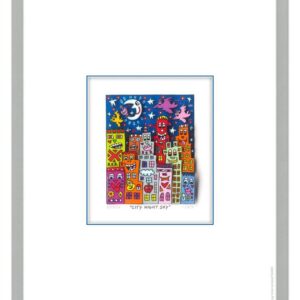 James Rizzi - CITY NIGHT SKY - Original 3D Bild drucksigniert