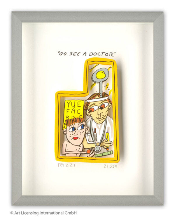 James Rizzi - GO SEE A DOCTOR - Original 3D Bild drucksigniert