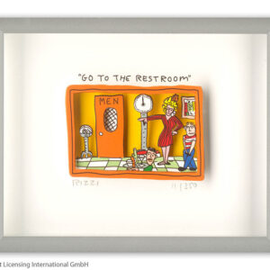 James Rizzi - GO TO THE RESTROOM - Original 3D Bild drucksigniert