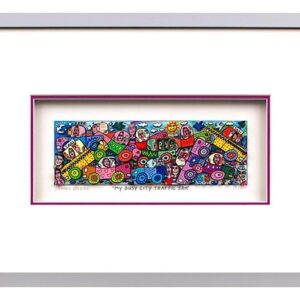 James Rizzi - MY BUSY CITY TRAFFIC JAM - Original 3D Bild drucksigniert-alurahme...