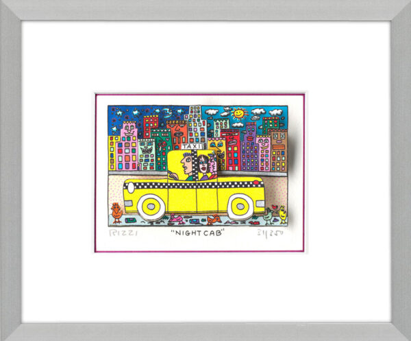 James Rizzi Bilder - Night Cab - original 3D-Bildobjekt