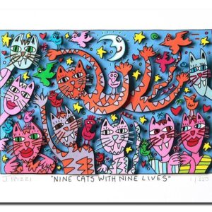 James Rizzi - Nine cats with nine lives - Original 3D Bild drucksigniert - ohne ...