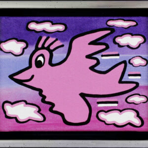 James Rizzi BIRD - PINK ON VIOLET - 2D-Pigmentdruck