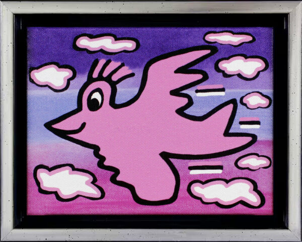 James Rizzi BIRD - PINK ON VIOLET - 2D-Pigmentdruck