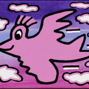 James Rizzi BIRD - PINK ON VIOLET - 2D-Pigmentdruck