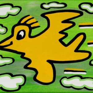 James Rizzi BIRD - YELLOW ON GREEN - 2D-Pigmentdruck