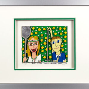 James Rizzi Bilder - She likes Tennis - He likes Golf - HANDSIGNIERT