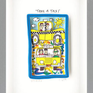 James Rizzi - TAKE A TAXI - Original 3D Bild drucksigniert