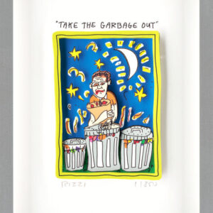 James Rizzi - TAKE THE GARBAGE OUT - Original 3D Bild drucksigniert