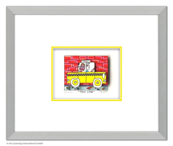 James Rizzi - TAXI CAB - Original 3D Bild drucksigniert-alurahmen-Normale Nummer