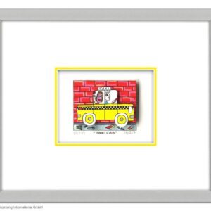 James Rizzi - TAXI CAB - Original 3D Bild drucksigniert-alurahmen-AP Exemplar