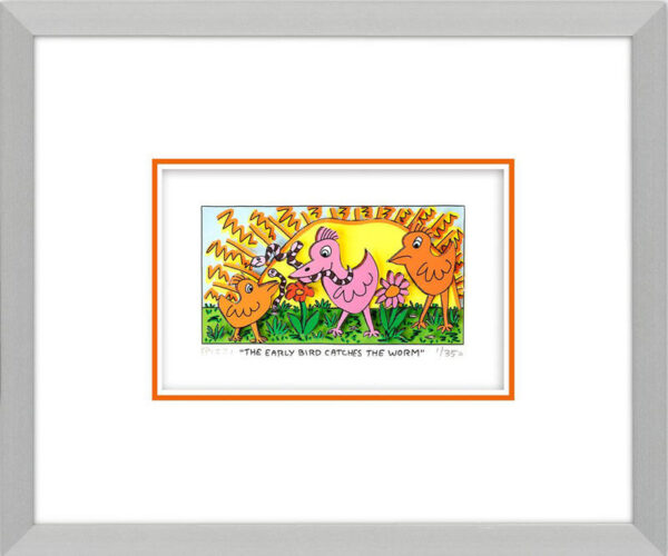 James Rizzi - THE EARLY BIRD CATCHES THE WORM  - Original 3D Bild drucksigniert